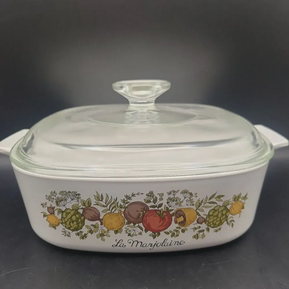 Vintage 2 Qt. Corningware Pyrex 1970’s La Marjolaine Spice of Life Casserole